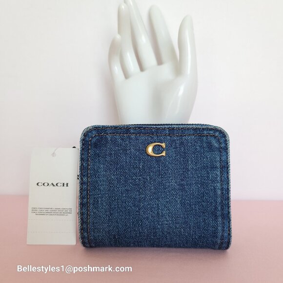 COACH Billfold Small Wallet in Denim -Deep Blue color ⭐ - Picture 3 of 16